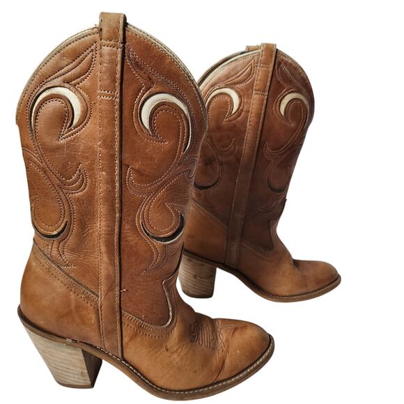 Vintage Dingo Cowboy Western Boots Womens Size 6M 1308 Brown Made In USA - Picture 1 of 12